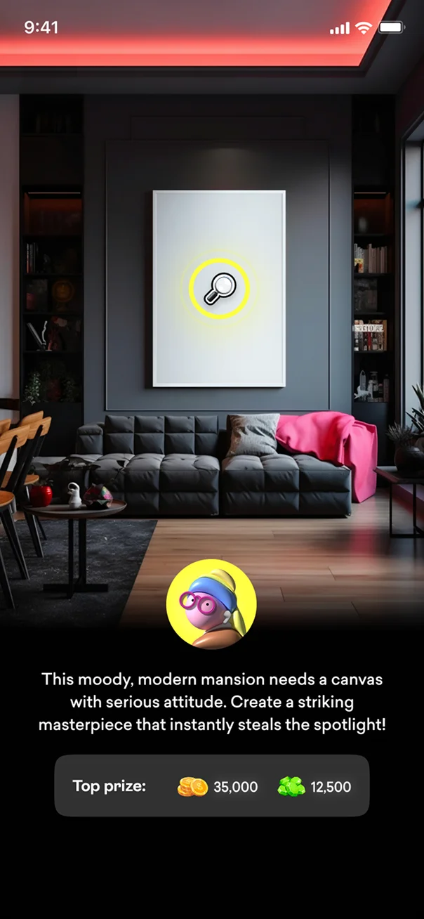 Ambie app screen: daily challenge briefing