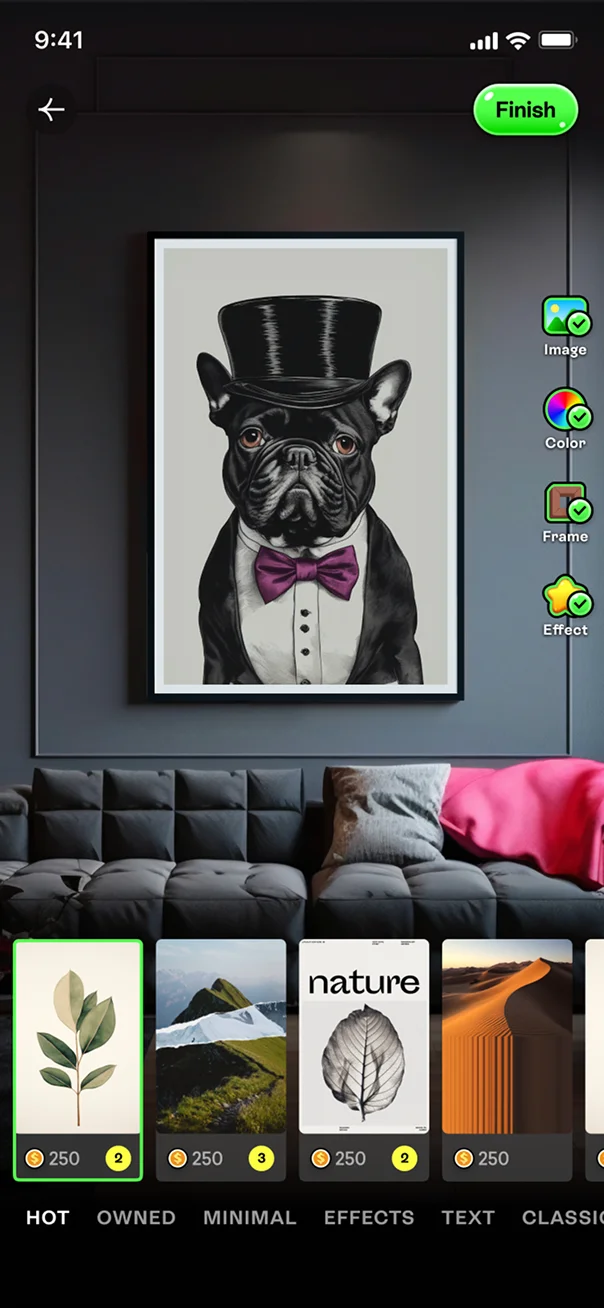 Ambie app screen: artwork editor