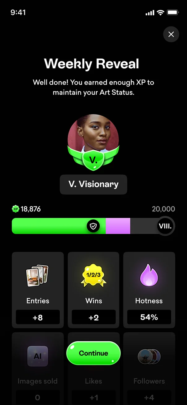 Ambie app screen: Weekly reveal