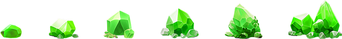 3D diamond illustrations in increasing sizes