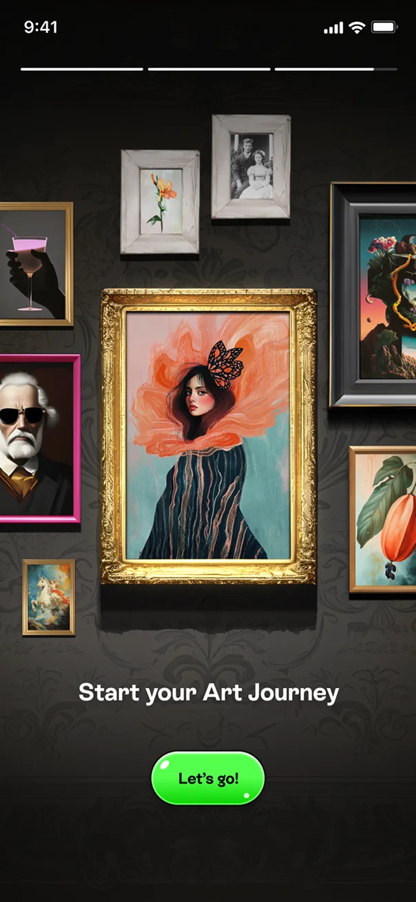 Ambie app screen: start your art journey