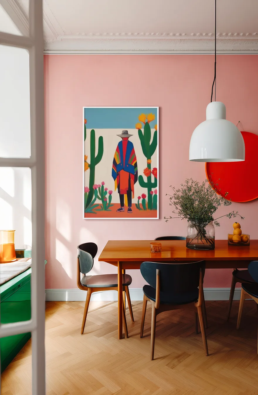 Room scene 3 with community artwork on the walls