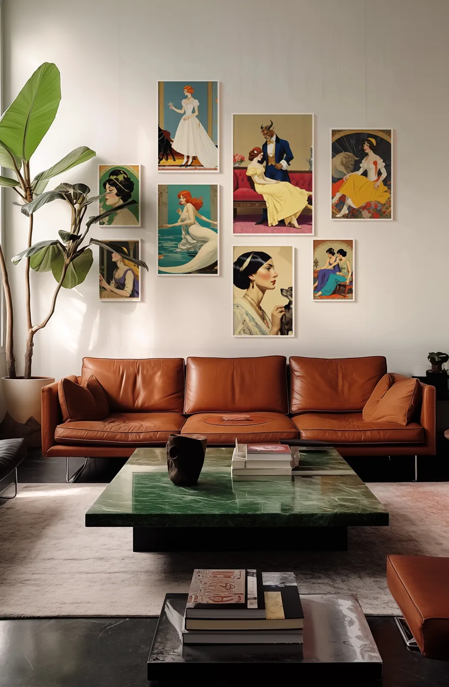 Room scene 4 with community artwork on the walls