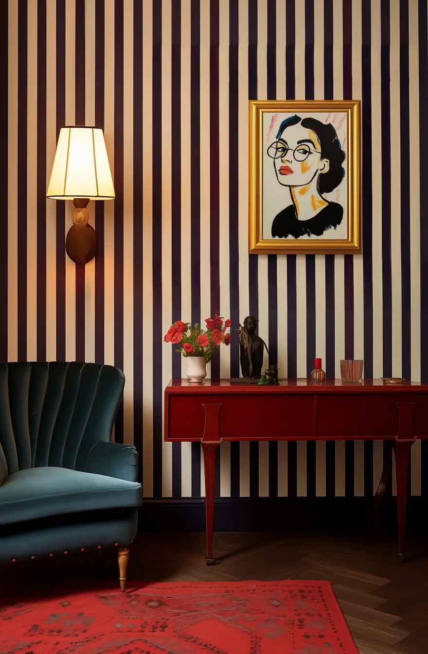 Room scene 10 with community artwork on the walls