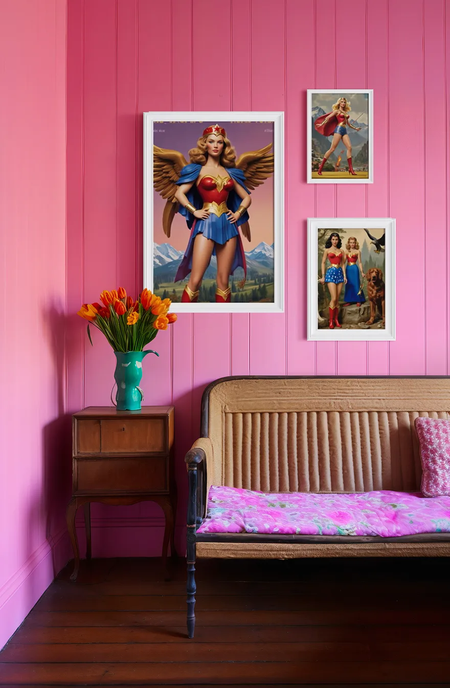 Room scene 13 with community artwork on the walls